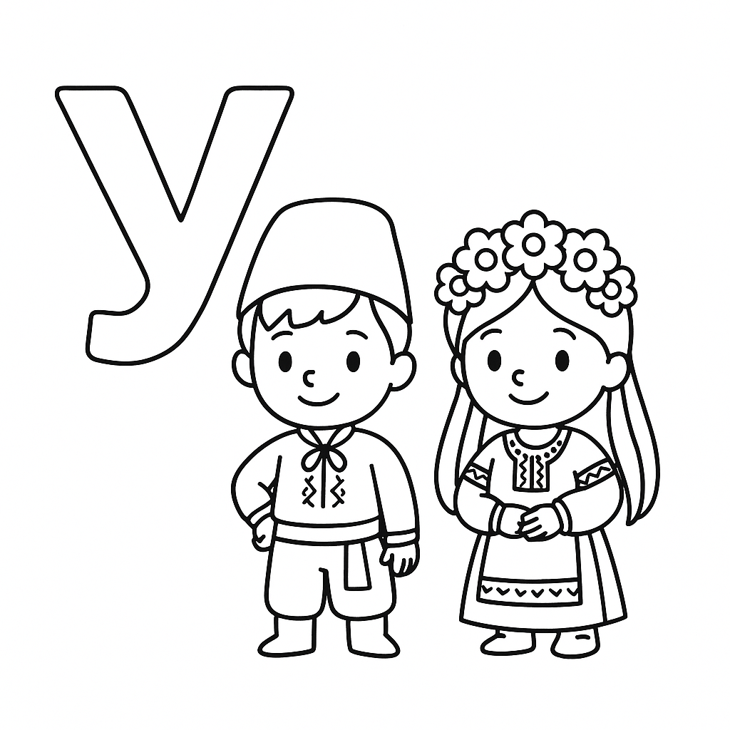 Розмальовка буква У, українці