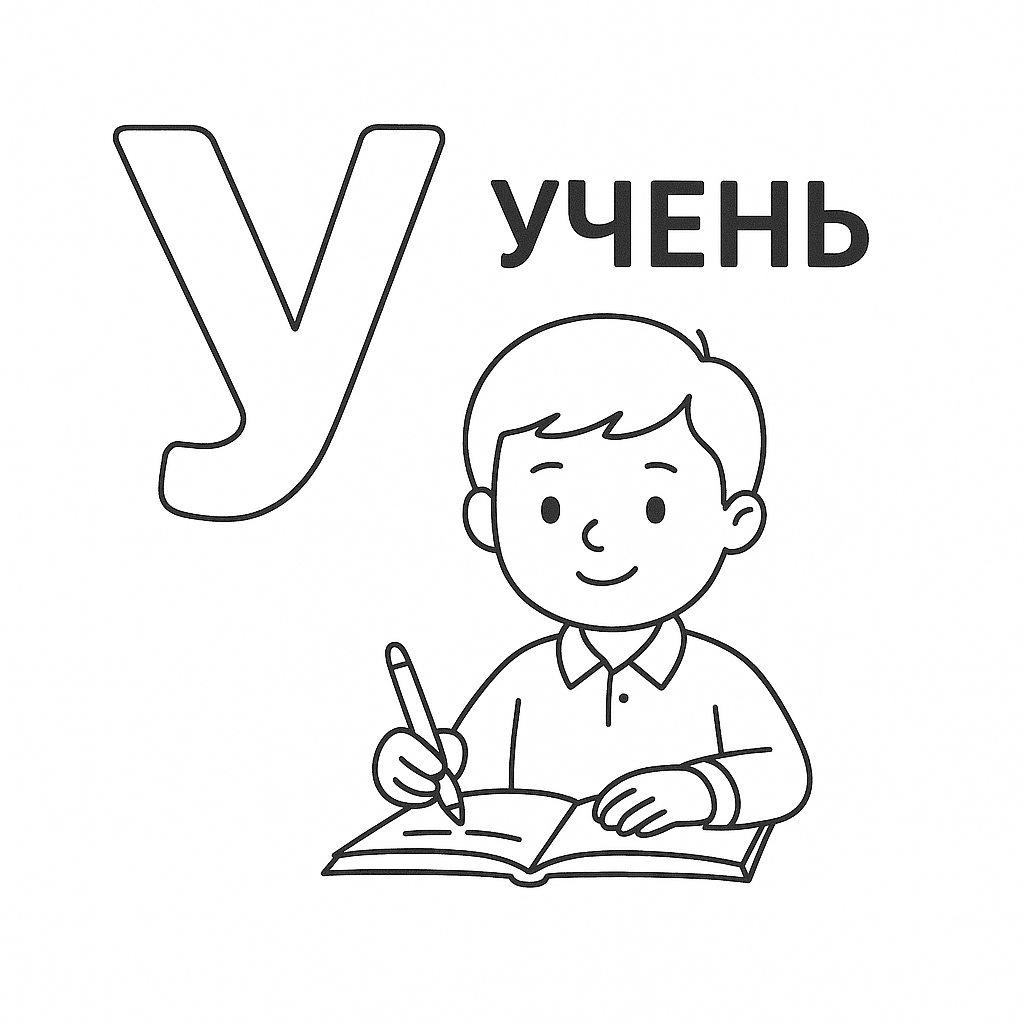 Розмальовка Учень і літера У